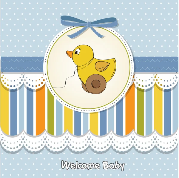 Cartão de anúncio do chá de bebê com pato — Fotografia de Stock