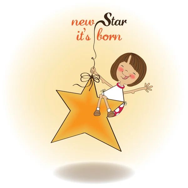 New star it's born.welcome baby card — Stock Photo, Image