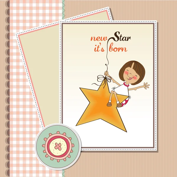 Nieuwe ster het is geboren. Welkom baby kaart — Stockfoto