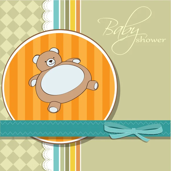 Tarjeta de ducha de bebé con lindo oso de peluche — Foto de Stock