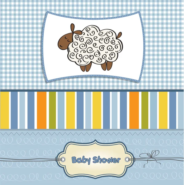 Tarjeta de ducha linda bebé con ovejas —  Fotos de Stock