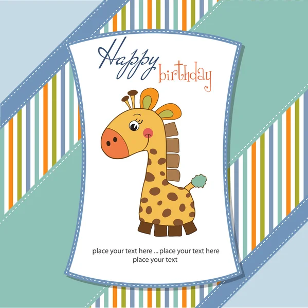 Душова картка з іграшкою жирафа — стокове фото