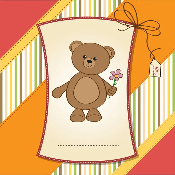 Baby-Duschkarte mit niedlichem Teddybär — Stockfoto