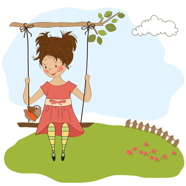 Jong meisje in een swing — Stockfoto