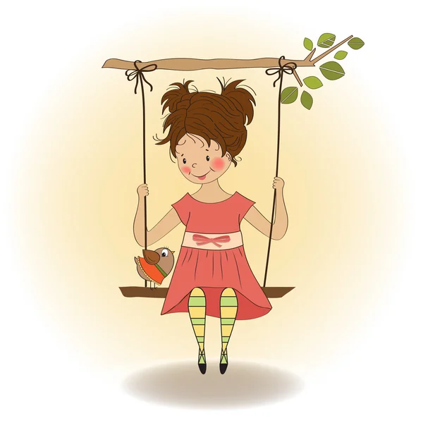 Jong meisje in een swing — Stockfoto