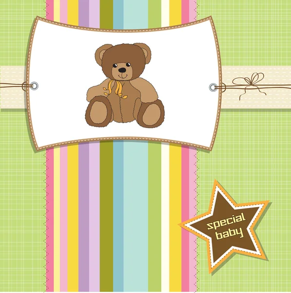 귀여운 곰 인형 이 있는 베이비 샤워 카드 — 스톡 사진