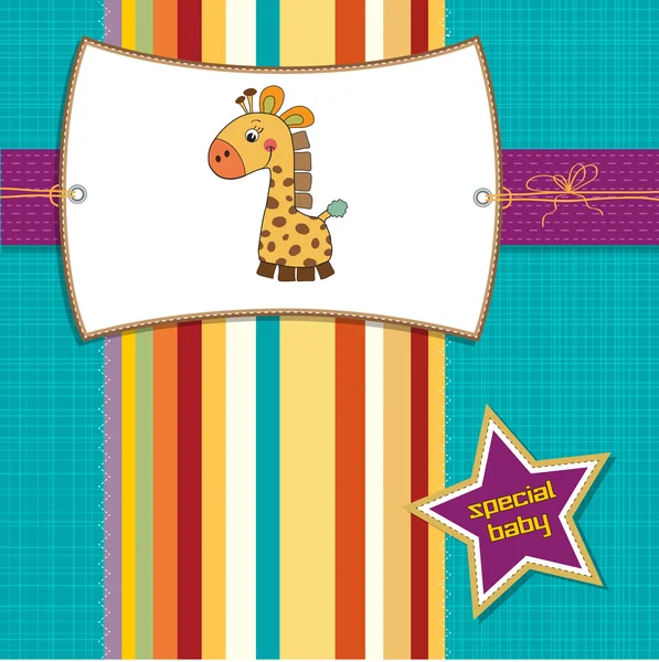 Tarjeta de ducha con jirafa juguete — Foto de Stock