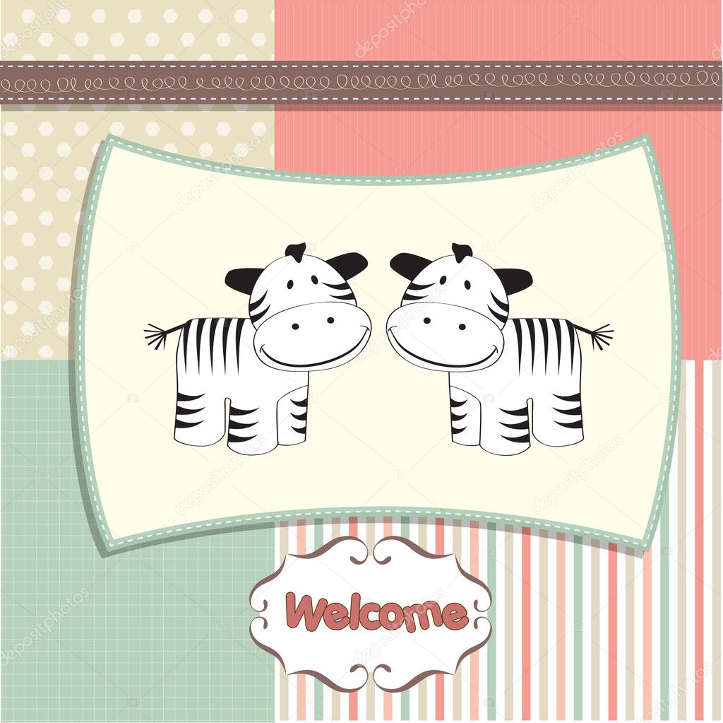 Cute baby shower card with zebras