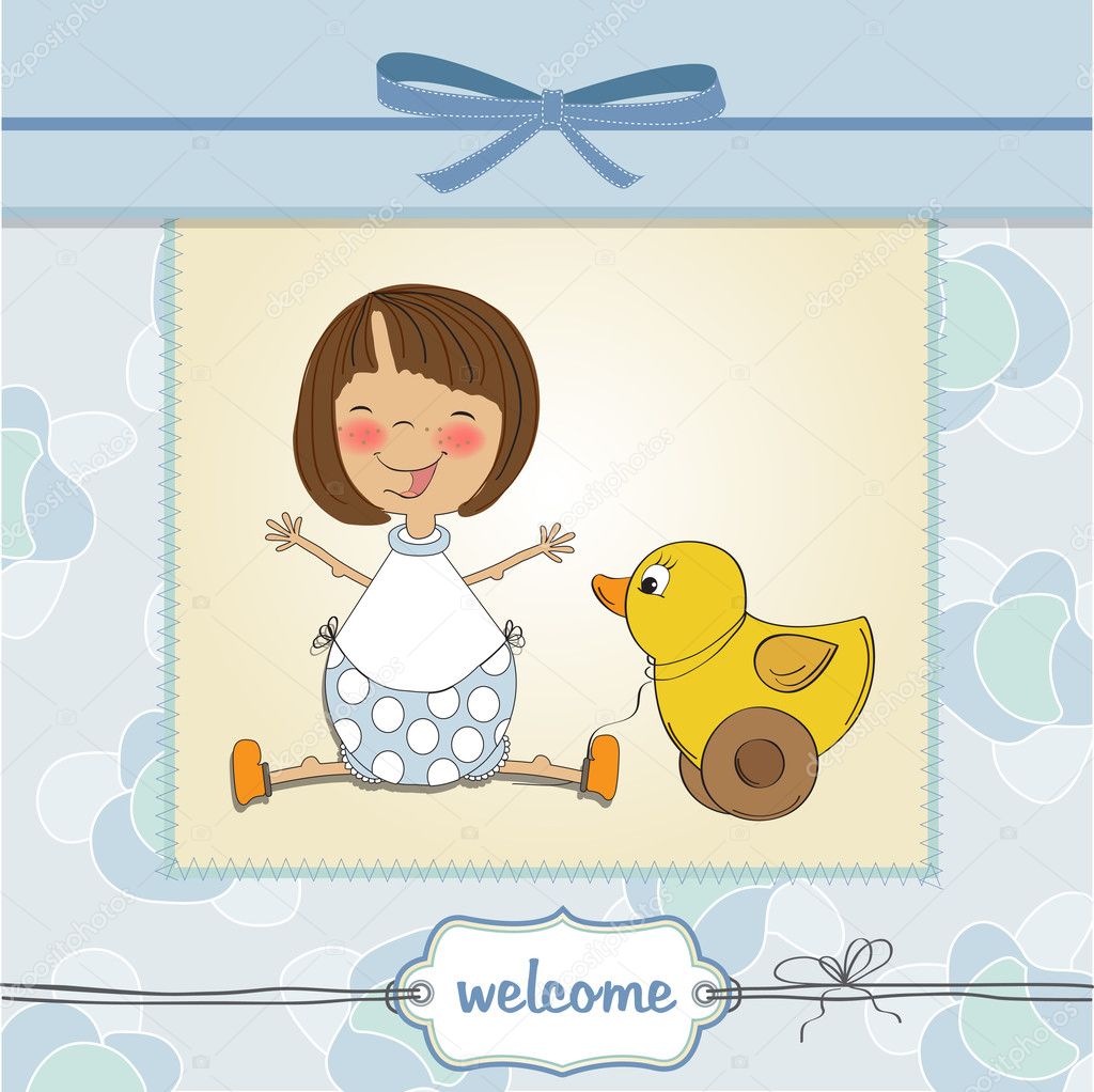 Greeting card with baby girl