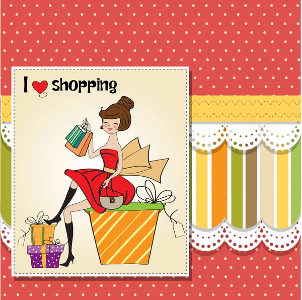 Pretty young lady happy after shopping — Stock Photo, Image