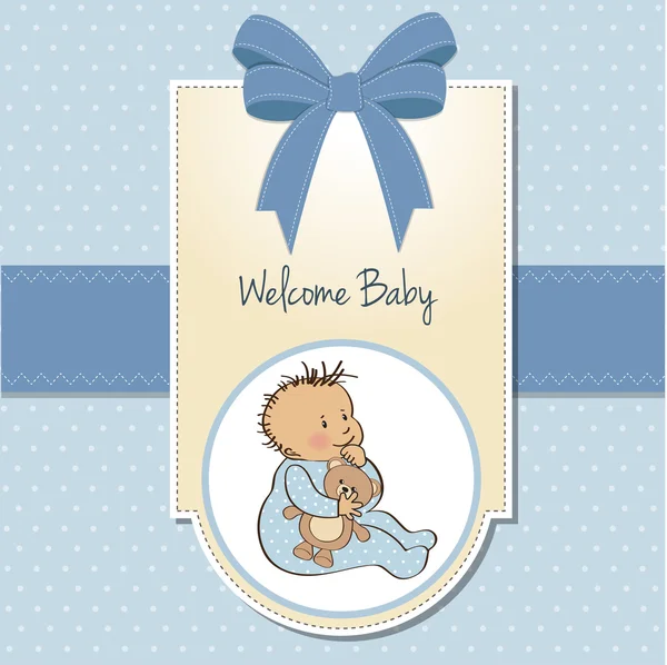 Bebê menino chuveiro cartão — Fotografia de Stock