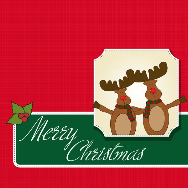 Cartão de Natal com renas — Fotografia de Stock
