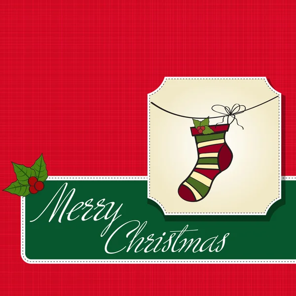 靴下とクリスマスのグリーティング カード — ストック写真