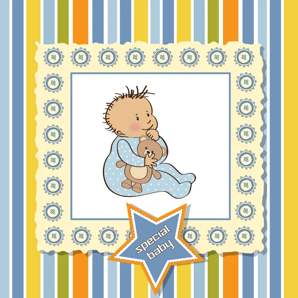 Wenskaart met babyjongen — Stockfoto