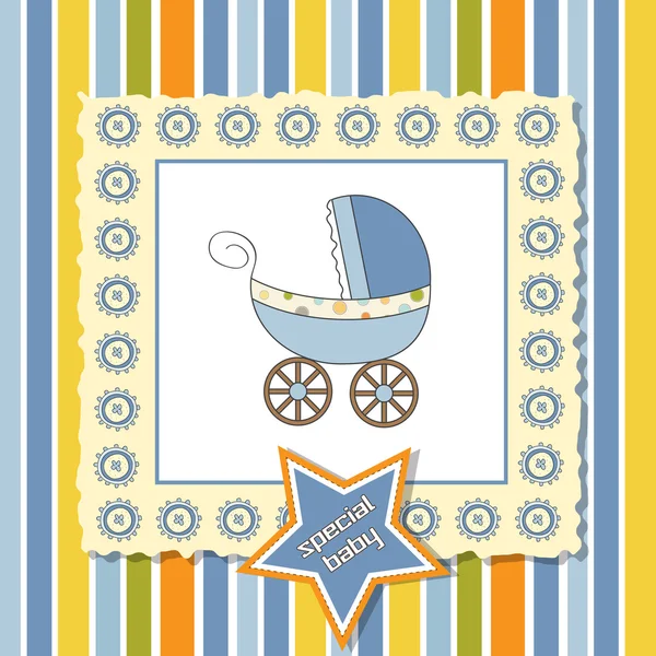 Çocuk arabası ile bebek duş duyuru kart — Stok fotoğraf