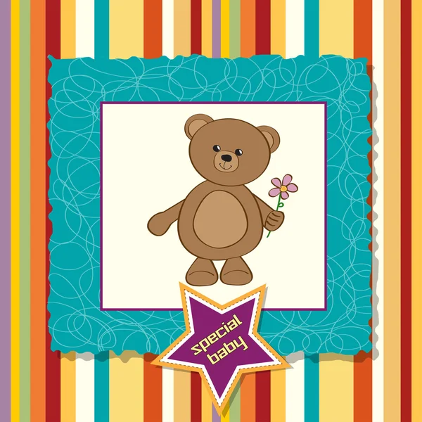 Κάρτα ντους μωρού με χαριτωμένο αρκουδάκι — Φωτογραφία Αρχείου