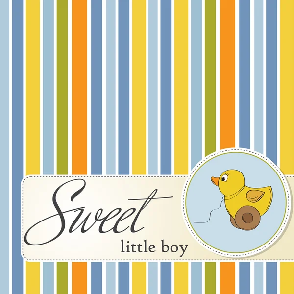 Cute baby shower card with dukc — Stock Photo, Image