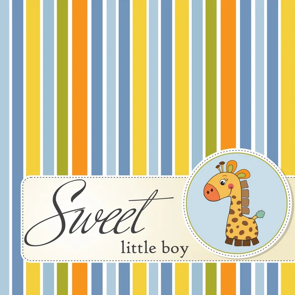 기린과 함께 하는 새로운 아기 발표 카드 — 스톡 사진