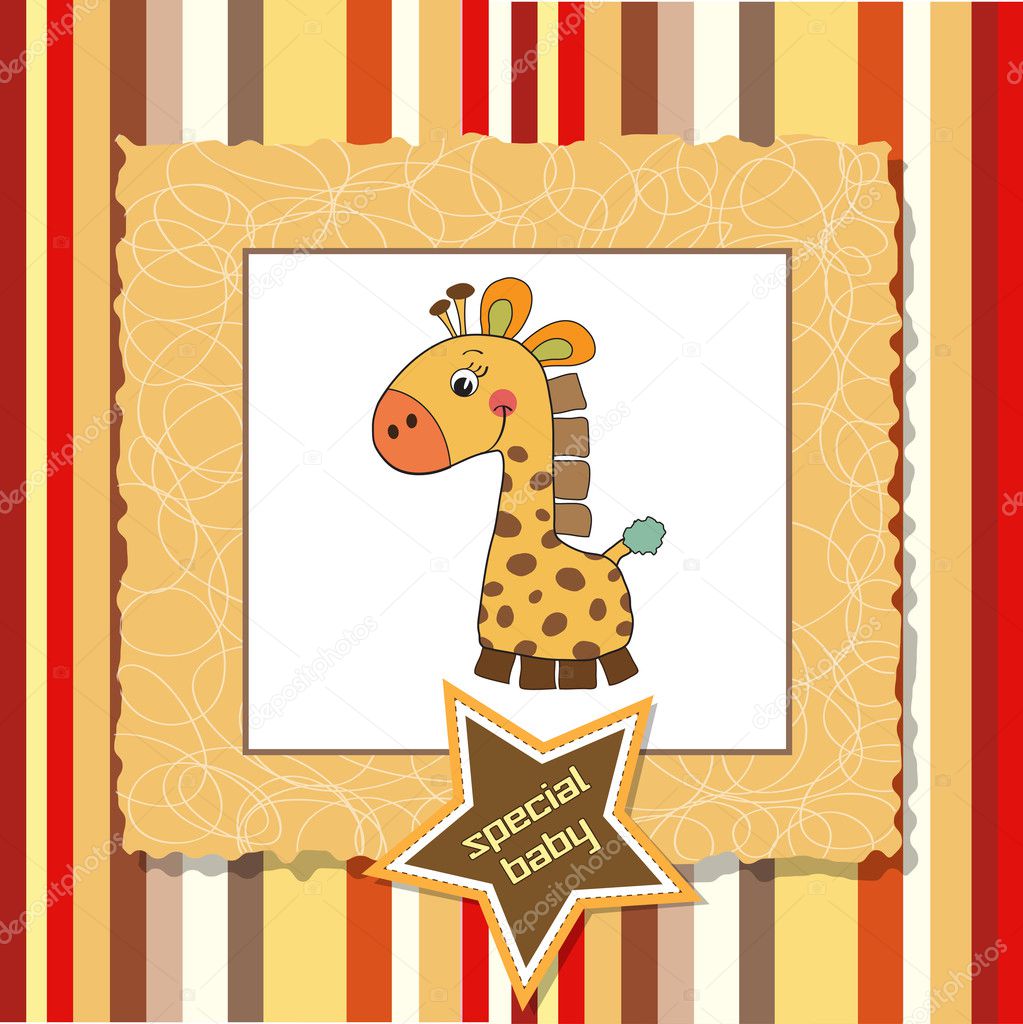 Shower card with giraffe toy