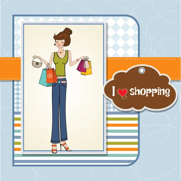 Pretty young lady at shopping — Stock Photo, Image