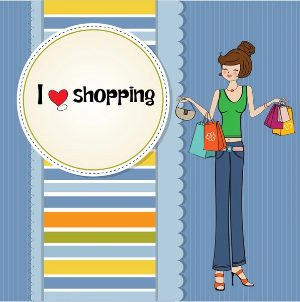 Pretty young lady at shopping — Stock Photo, Image