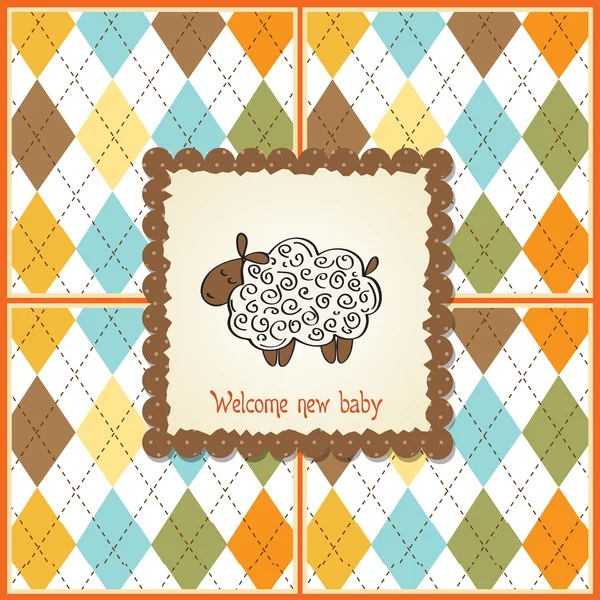 Cute baby shower card with sheep — Stock Photo, Image