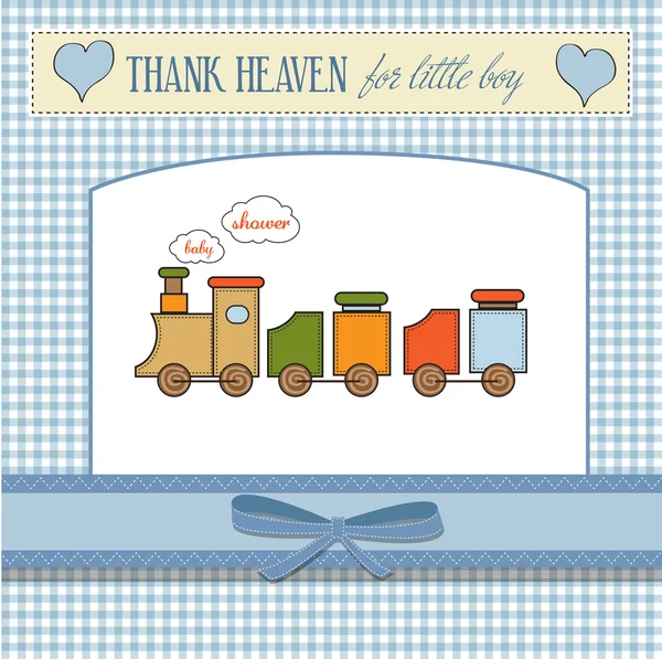 Tarjeta de felicitación con tren de juguete — Foto de Stock