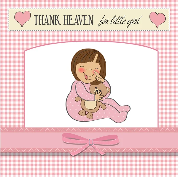 Greeting card with baby girl — Stock Photo, Image