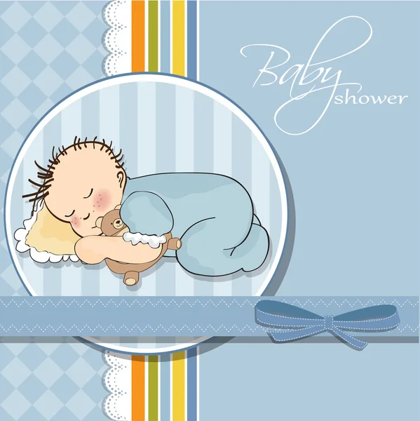 Pequeño bebé dormir con su osito de peluche juguete — Foto de Stock