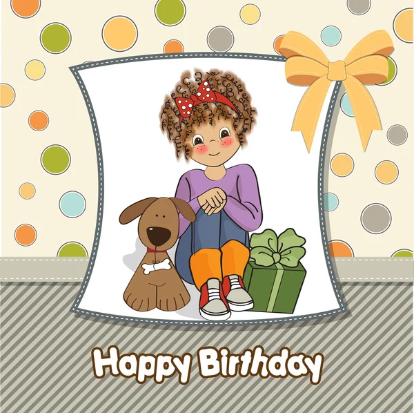 Kartkę z życzeniami urodzinowymi z całkiem mała dziewczynka — Zdjęcie stockowe