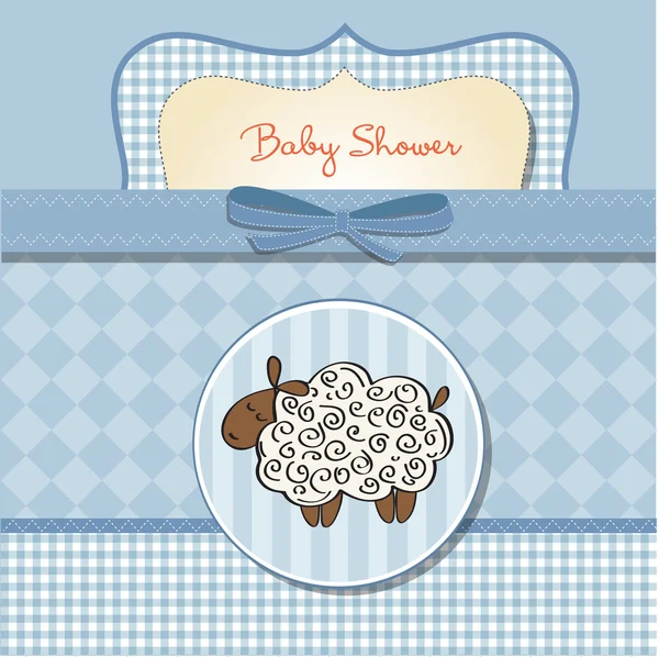Koyunlu şirin bebek hediye kartı. — Stok fotoğraf