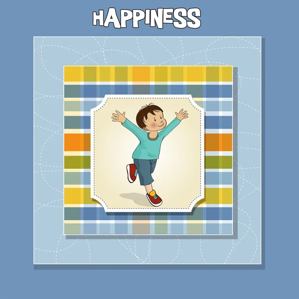 Lykkelig lille dreng, der løber - Stock-foto