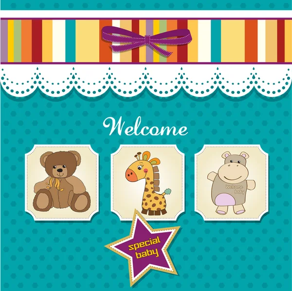 Baby shower card z zabawkami — Zdjęcie stockowe
