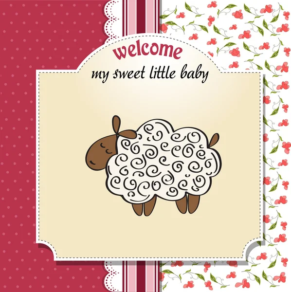 可愛い赤ちゃん用シャワーカードと羊 — ストック写真