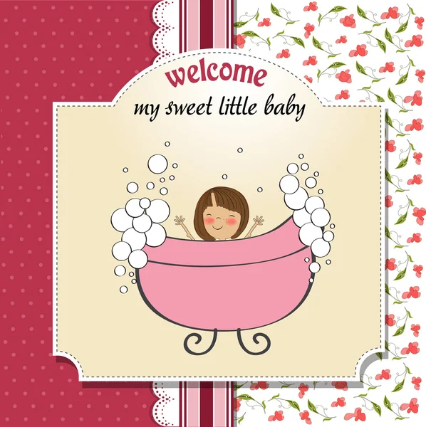 Cartão de chuveiro delicado bebê menina — Fotografia de Stock