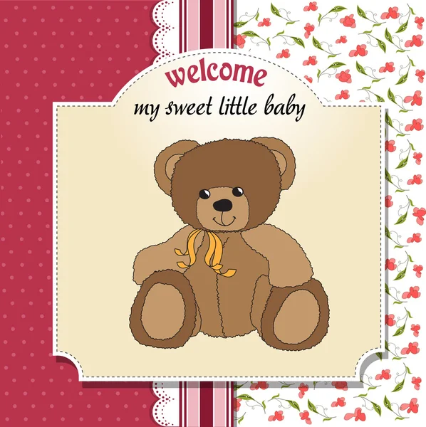 Baby-Duschkarte mit Teddy — Stockfoto