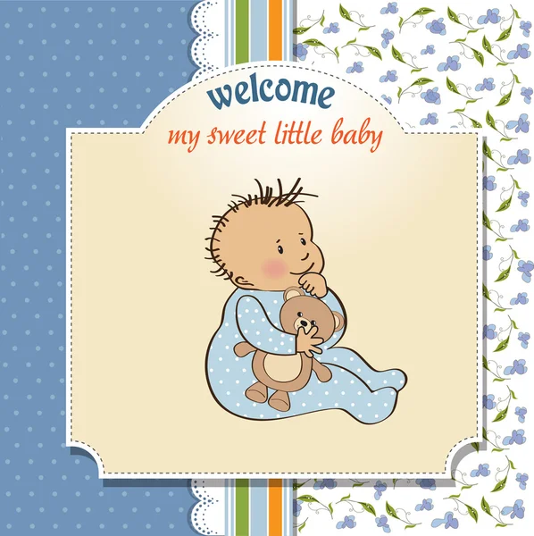 Κάρτα αναγγελίας μωρού με μικρό αγόρι — Φωτογραφία Αρχείου