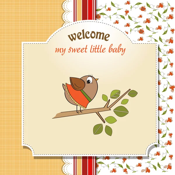 Welcome card with funny little bird — Stock Photo, Image