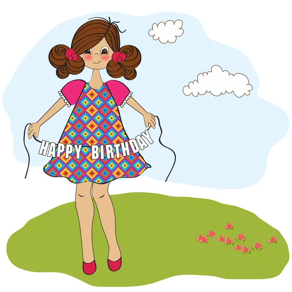 Cute little girl wishing you happy birthday — Stock Photo, Image