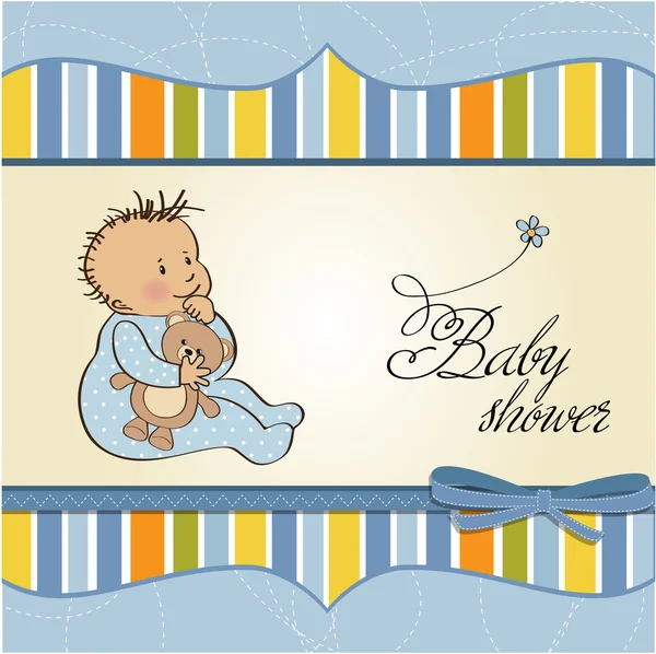 Küçük çocukla bebek duyuru kartı. — Stok fotoğraf