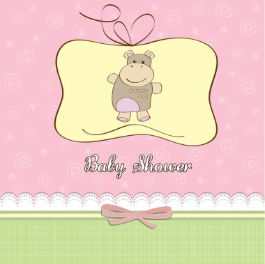 yeni bebek kız duş kartı ile hipopotam oyuncak