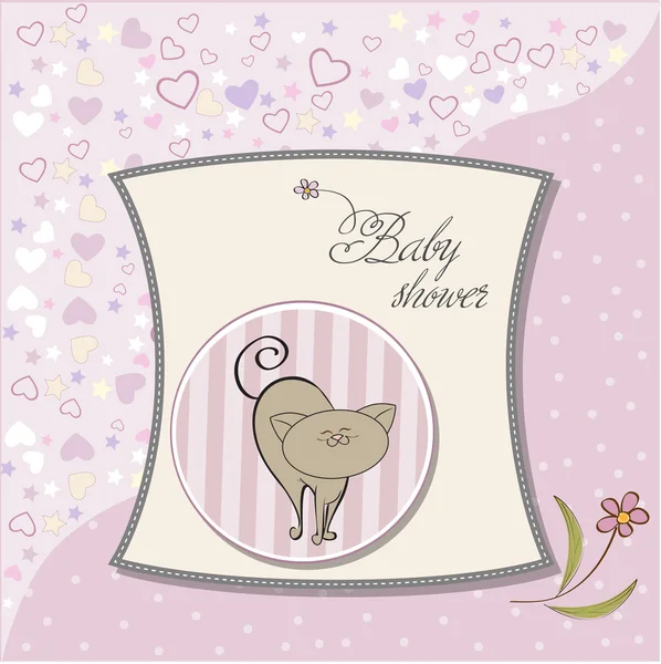 Cartão de chuveiro de bebê com gato — Fotografia de Stock
