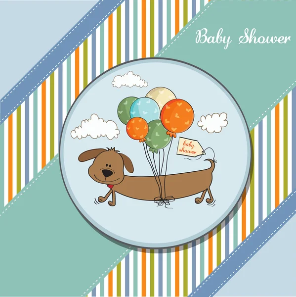 stock image Baby shower card with long dog and balloons