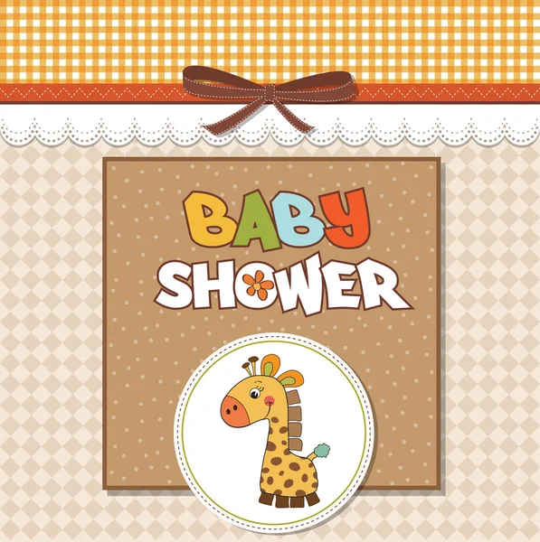 Cartão de chuveiro de bebê com brinquedo de girafa — Fotografia de Stock
