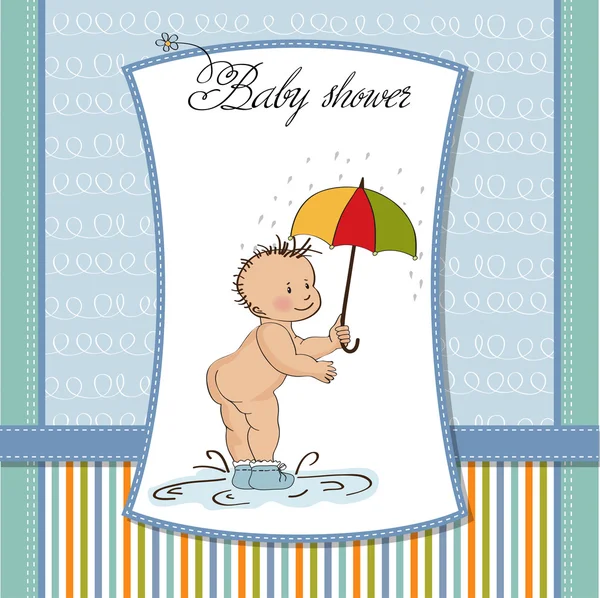 Baba mutatja a seggét. Baby shower kártya — Stock Fotó