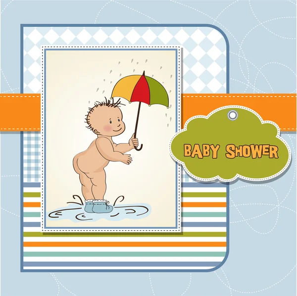 Dziecko pokazano jego tyłek. dziecko prysznicem karty — Zdjęcie stockowe