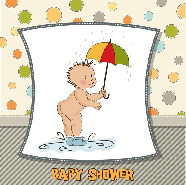 Малюк показує свою дупу. дитяча душова картка — стокове фото