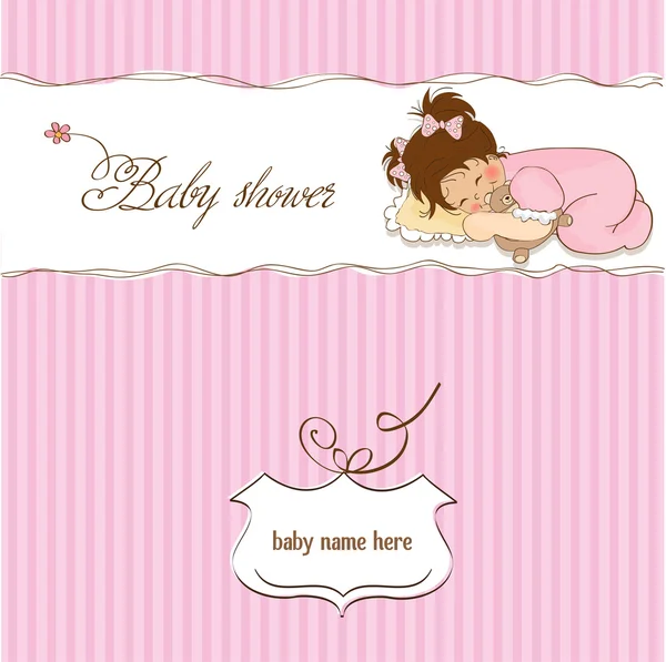 Dívka sprcha blahopřání k narození dítěte s malou holčičku — Stock fotografie