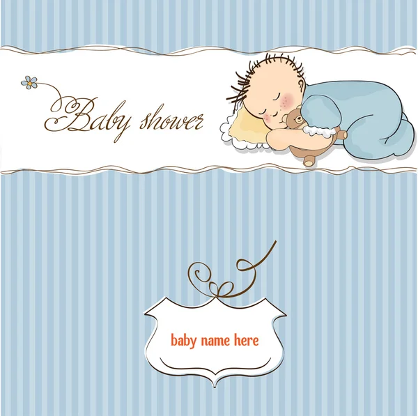 작은 아기와 함께 아기 소년 샤워 카드 — 스톡 사진