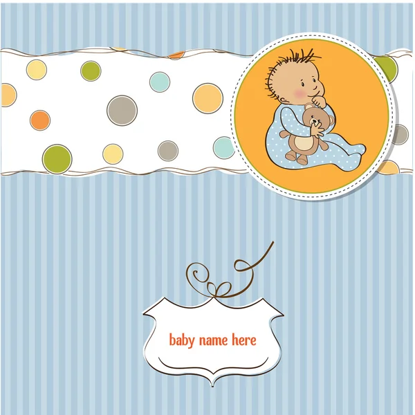 Tarjeta de anuncio del bebé con el niño pequeño —  Fotos de Stock